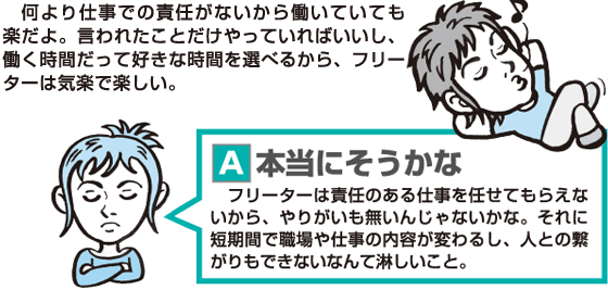 フリーターは責任ある仕事を任せてもらえないからやりがいもない。